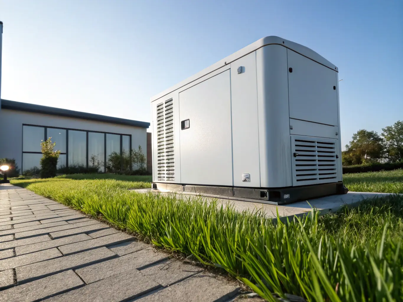 A clean and well-maintained generator set in a power plant, symbolizing extended equipment lifespan through regular annual maintenance.