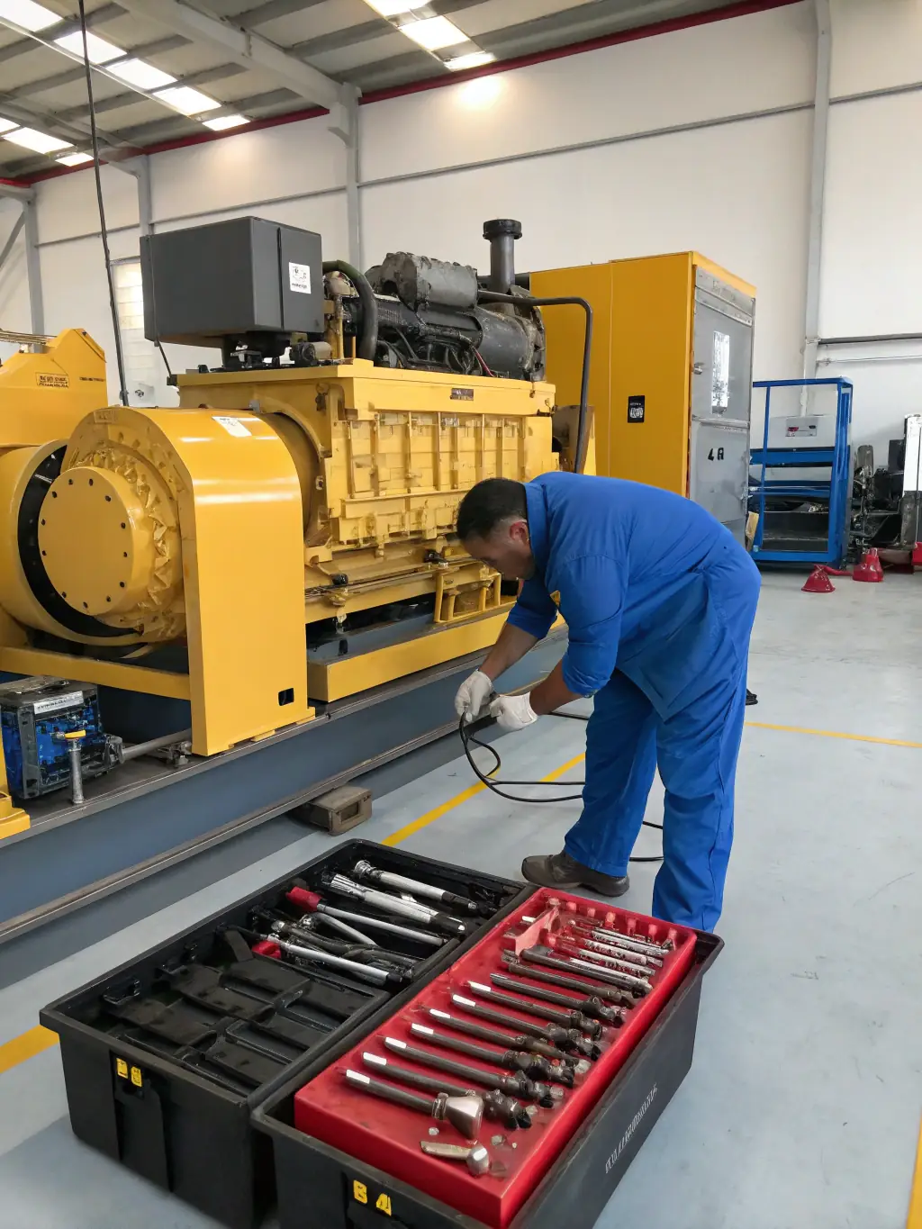 An image of a cooling system being flushed and serviced, highlighting the importance of temperature regulation for generator longevity at Electrogen Power Solutions.