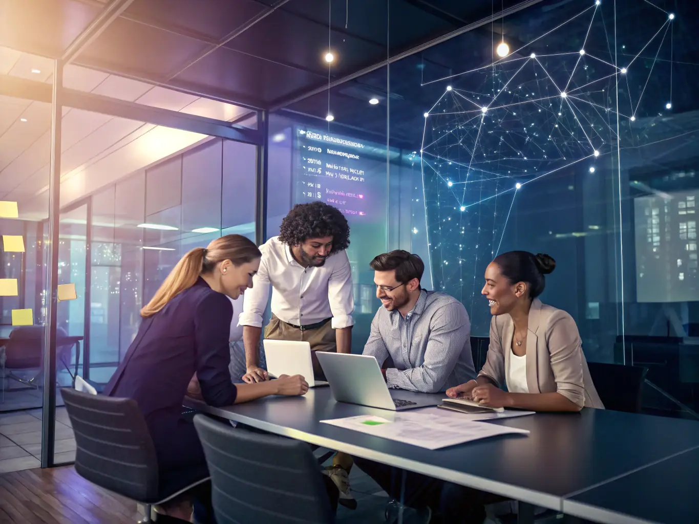 A well-organized office setting with employees collaborating on a project, representing Electrogen's commitment to providing peace of mind to its clients.